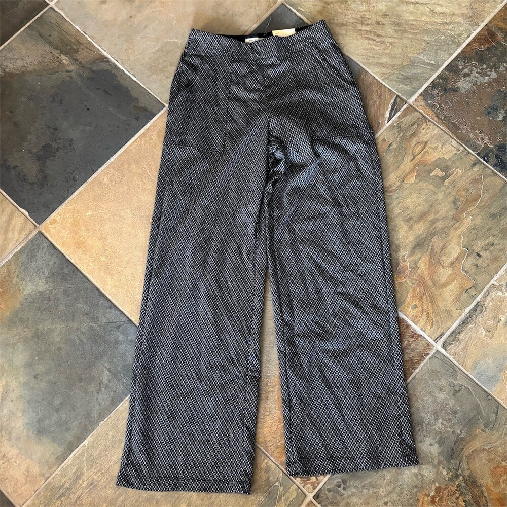 Max Studio London Pants Womens Size S Black White Geometric Wide-Leg Mid